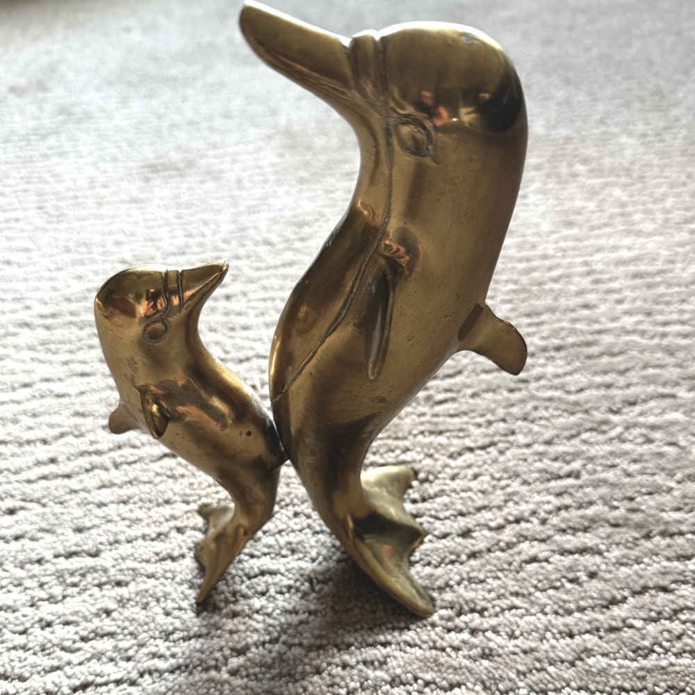 Vintage solid brass mother and baby !!